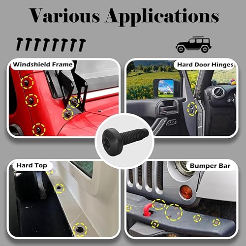 Miniatura 2 de Tornillos para Jeep Wrangler JK, pernos M8 aplicados al marco del parabrisas, barra antivuelco, portón trasero, bisagras duras de puerta, soportes