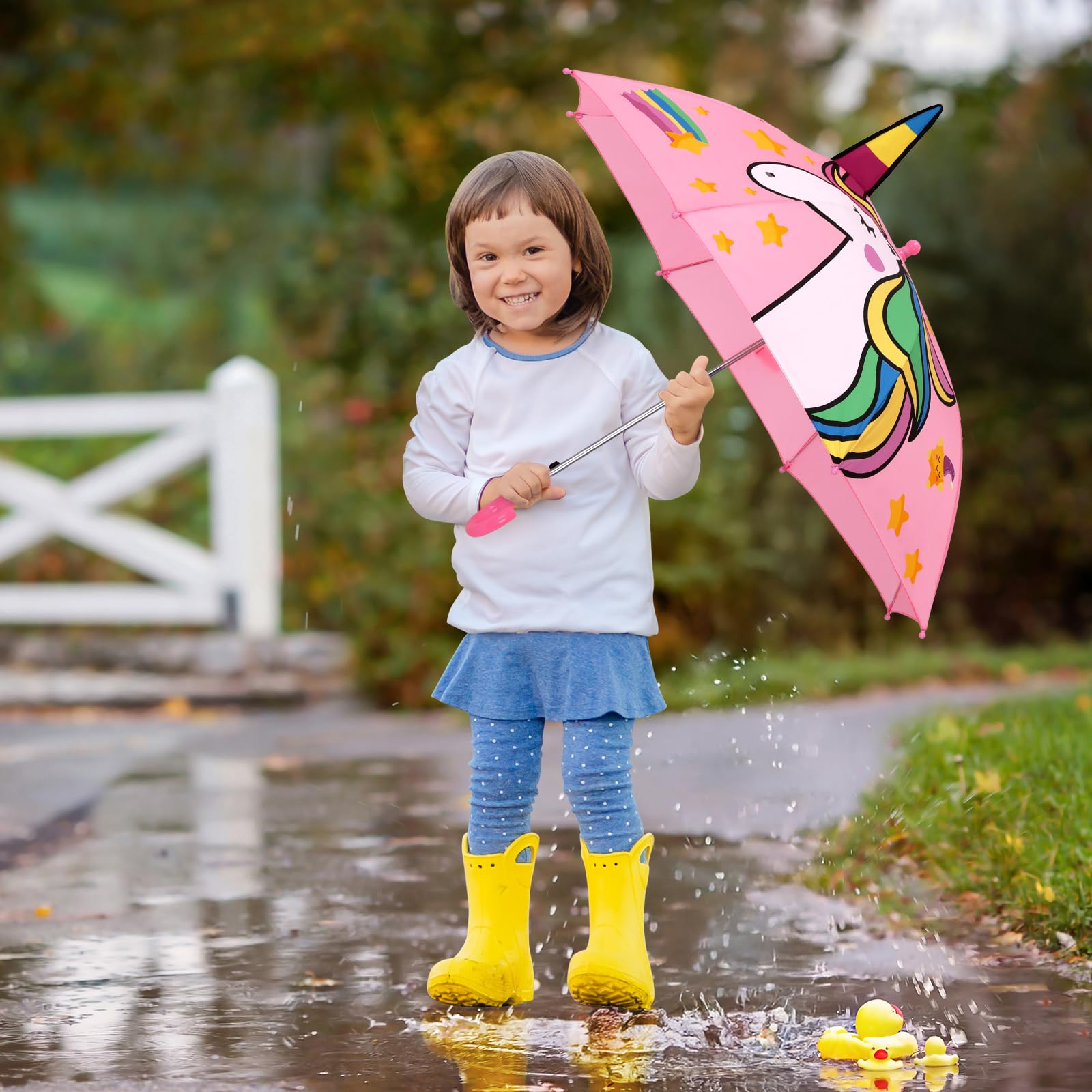 decalsweet Paraguas Plegable Niño con 3D, Paraguas Plegable Antiviento y Duradero con Silbato, Fácil de llevar Paraguas Infantil Ligero, Paraguas Mini para Niñas Niños
