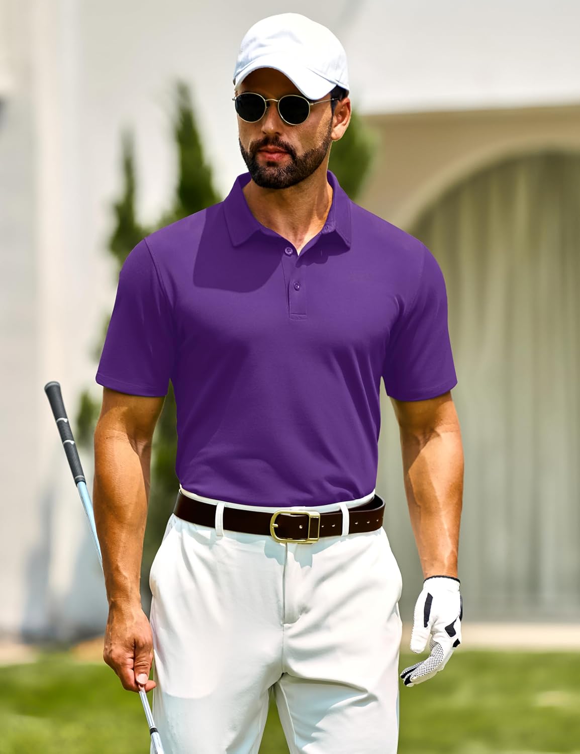 Cotrasen Men's Polo Shirts Short Sleeve Soft Cotton Pique T-Shirts 3 Buttons Classic Fit Casual Performance Golf Shirts - Image 3