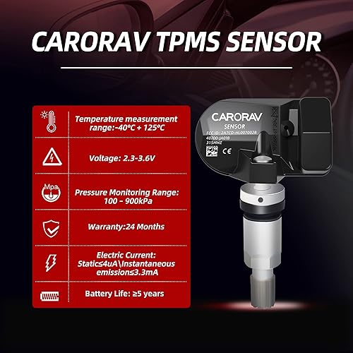 Miniatura 5 de Sensor TPMS, paquete de 4 sensores de sistema de monitoreo de presión de neumáticos para Nissan 350z Altima Versa Infiniti, sensor de neumáticos de