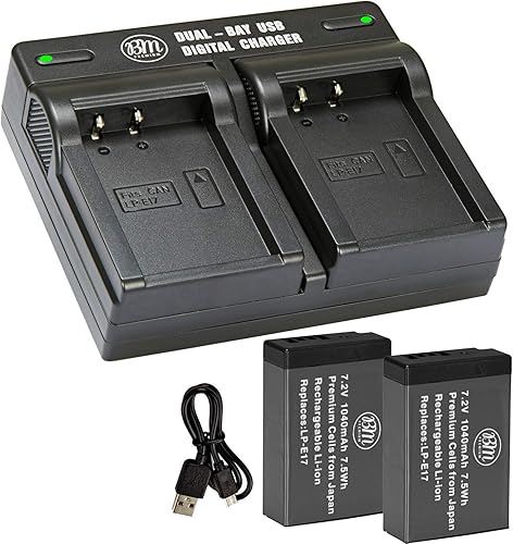 Miniatura 5 de BM - Paquete de 2 baterías LP-E17 y cargador de batería de doble bahía para Canon Rebel EOS R8, EOS R10, EOS R50, EOS R100, EOS RP, EOS M6 Mark II,