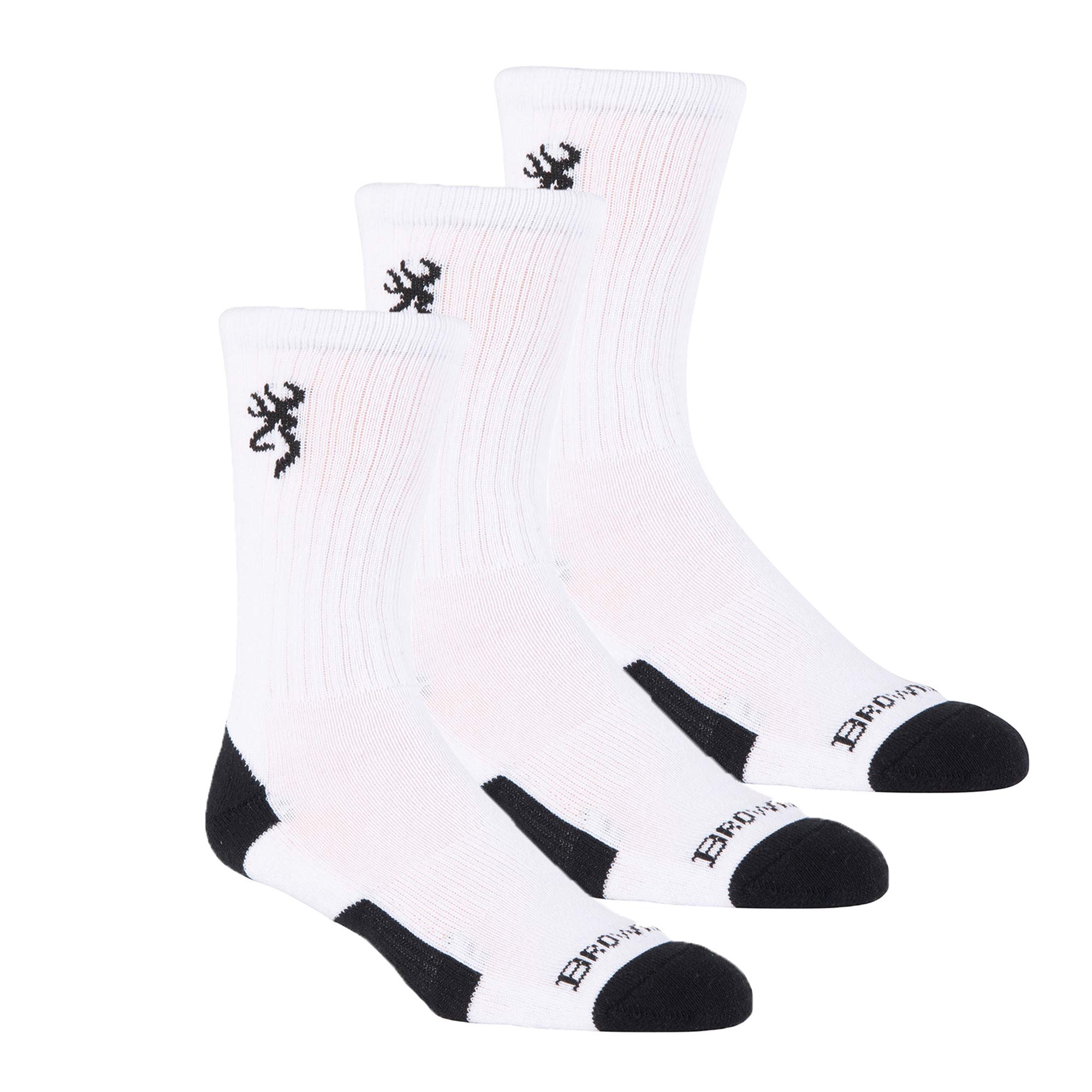 Browning Everyday Lightweight Buckmark Socks, 3 Pairs Soft Knit All Season Crew Socks