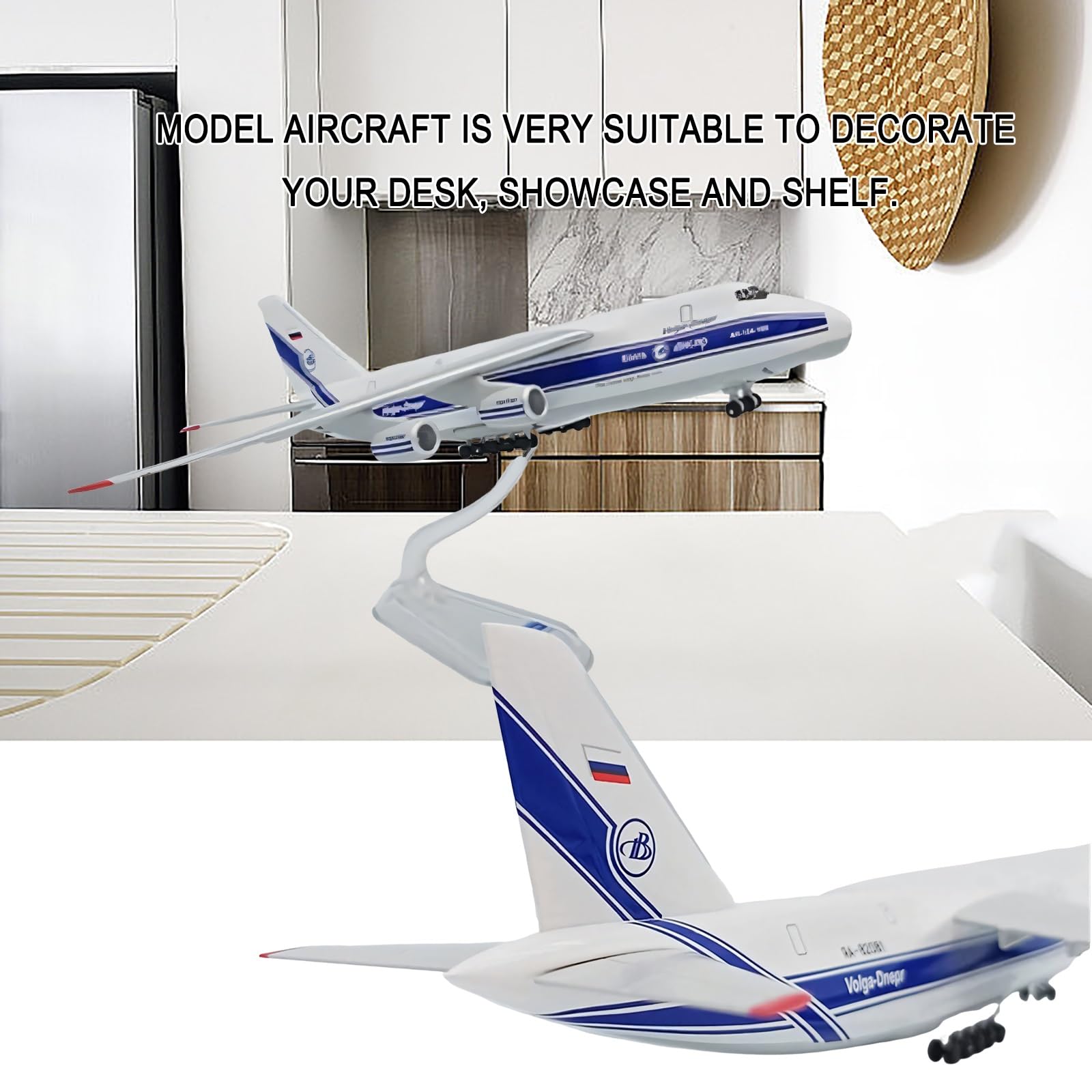 Modello aereo trasporto russo An-124 in scala 1:400 Aereo statico lega pressofusa ad alta precisione con espositore, perfetto for gli appassionati di aviazione Collezionisti di modelli