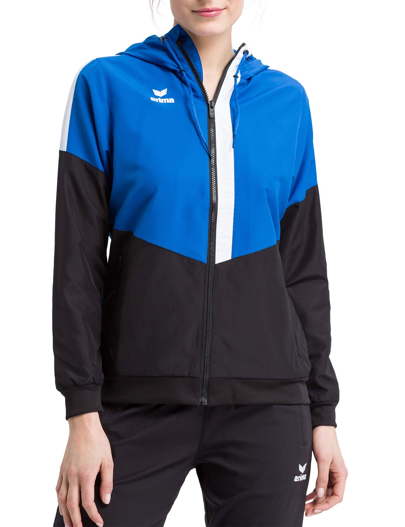 Erima Squad Track Top Jacket with Hood - New Royal/Black/White, 34