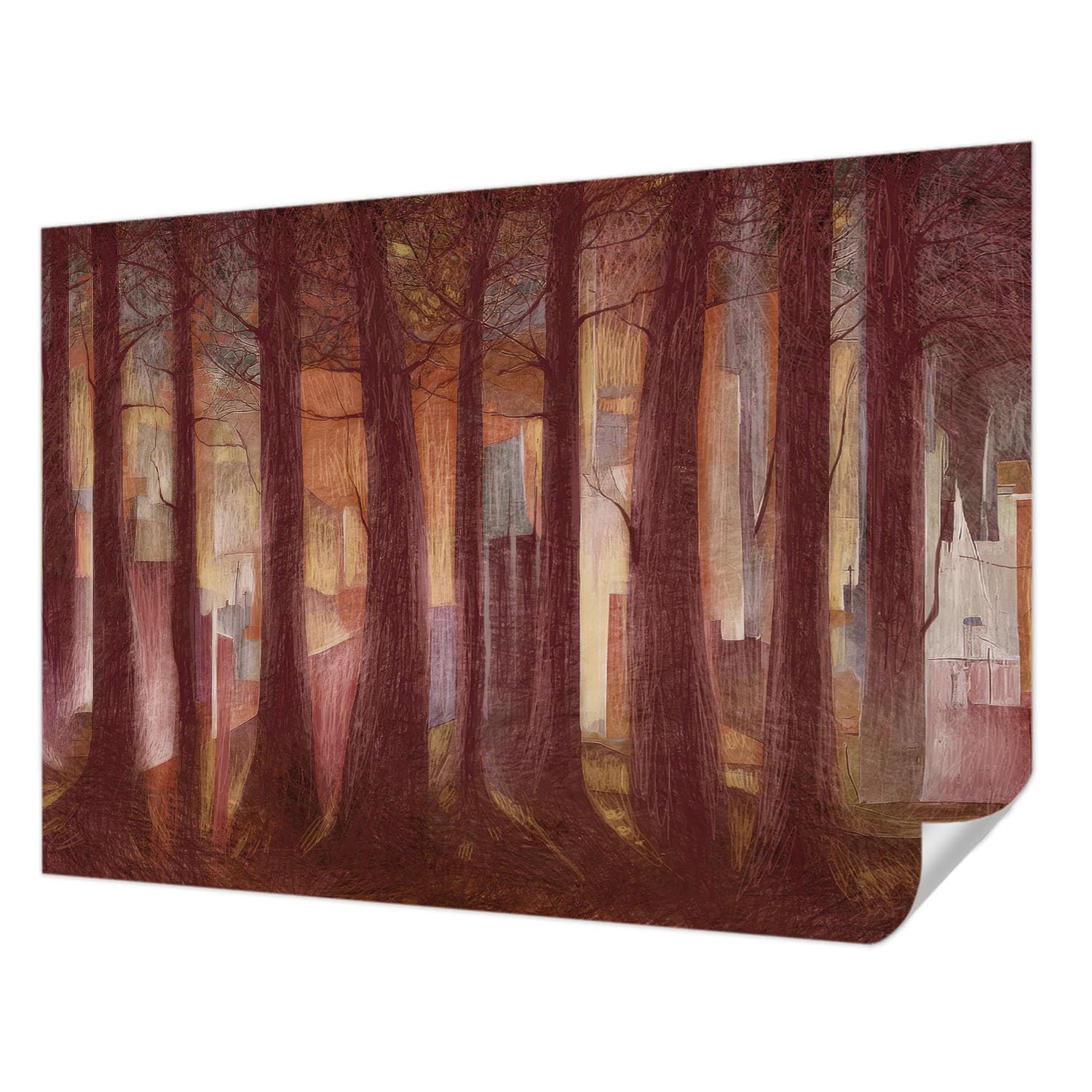 Décor mural adhésif panoramique 208x146 cm paysage mystérieux de haute qualité pour salon