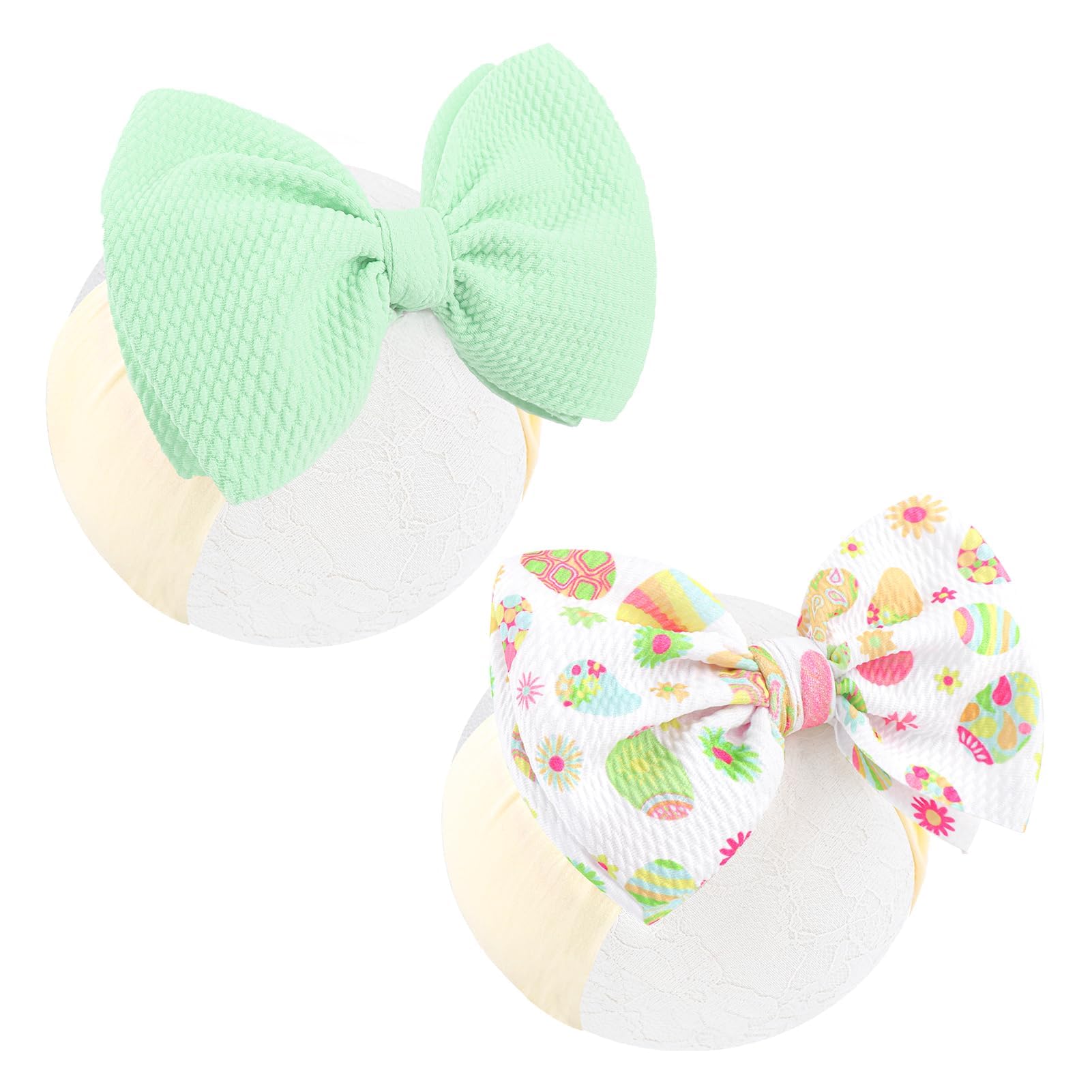 Lanmerry Easter Hair Bows for Girls Baby Headbands Easter Egg Big Bows Rabbit Bow Hair Accessories Baby Headbands with Bows Easter Gift โ image 1