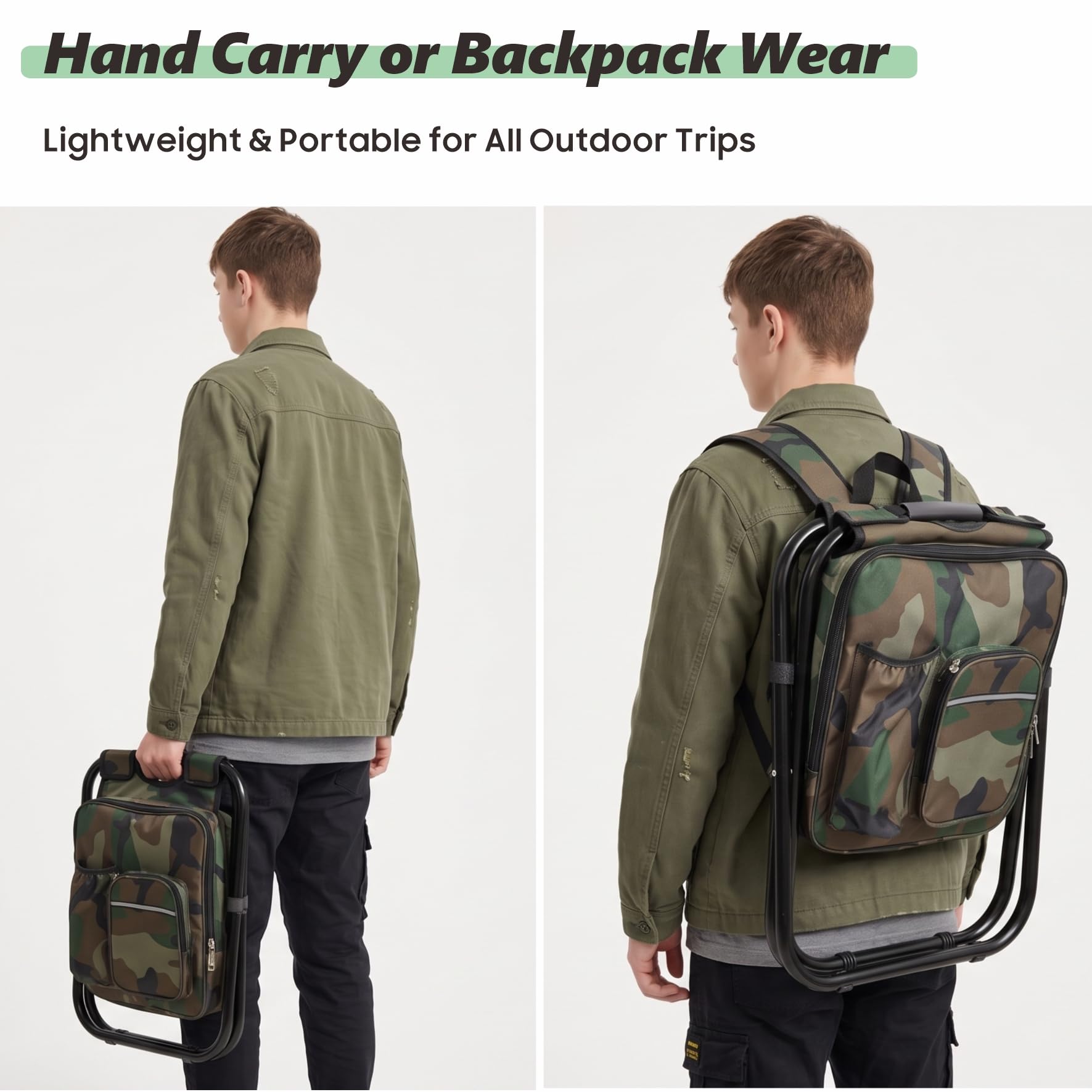 3 in 1 sgabello da pesca zaino portatile leggero sedia zaino con borsa termica pieghevole zaino per campeggio caccia pesca