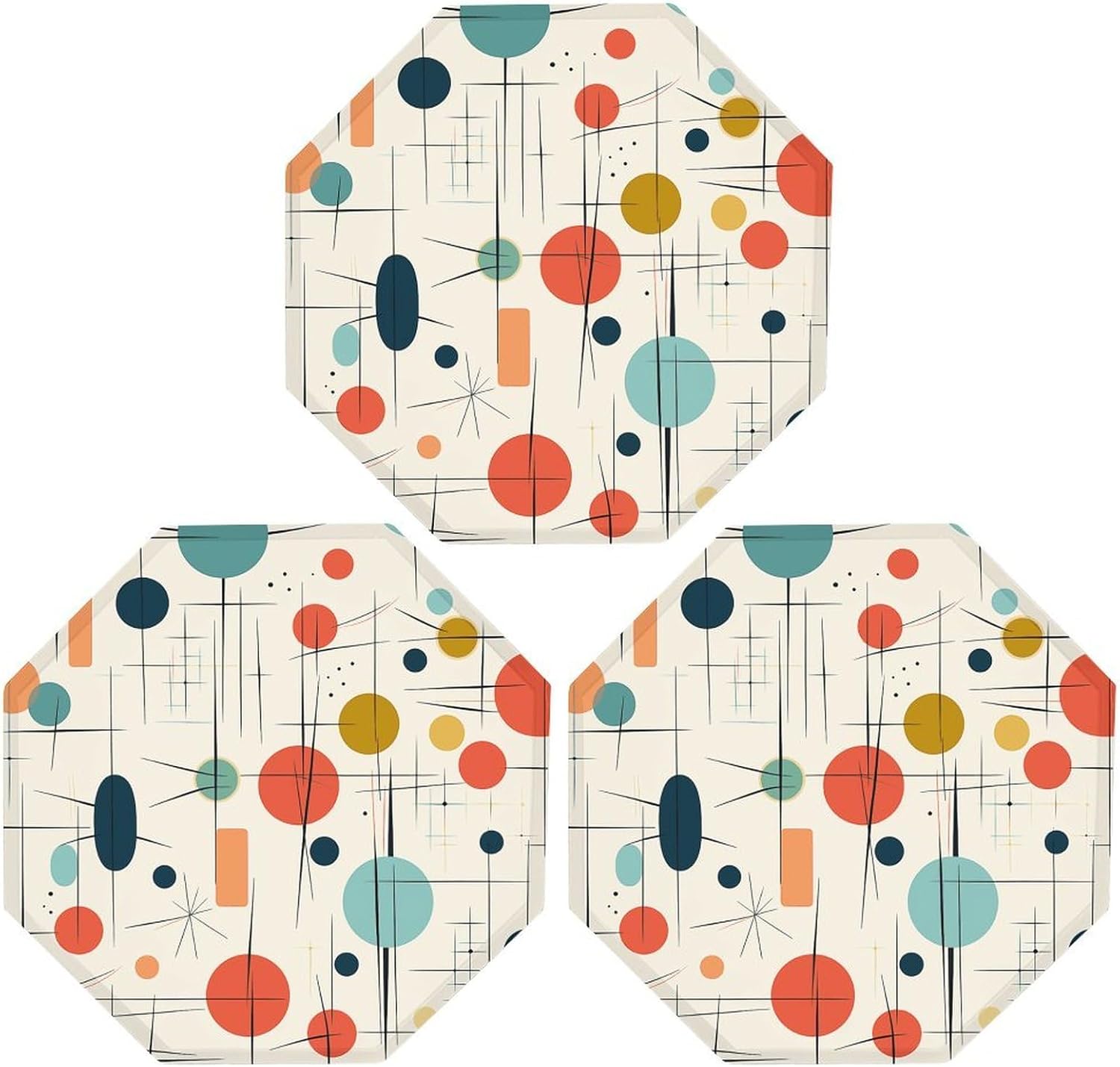 Ctagon Metal Sign for Home, Modern Display Plate for Kitchen, Modern Mid Century Plates Accent Hanging Wall Decorations 3PCS for Living Room, Bedroom, Hallway, Hotel