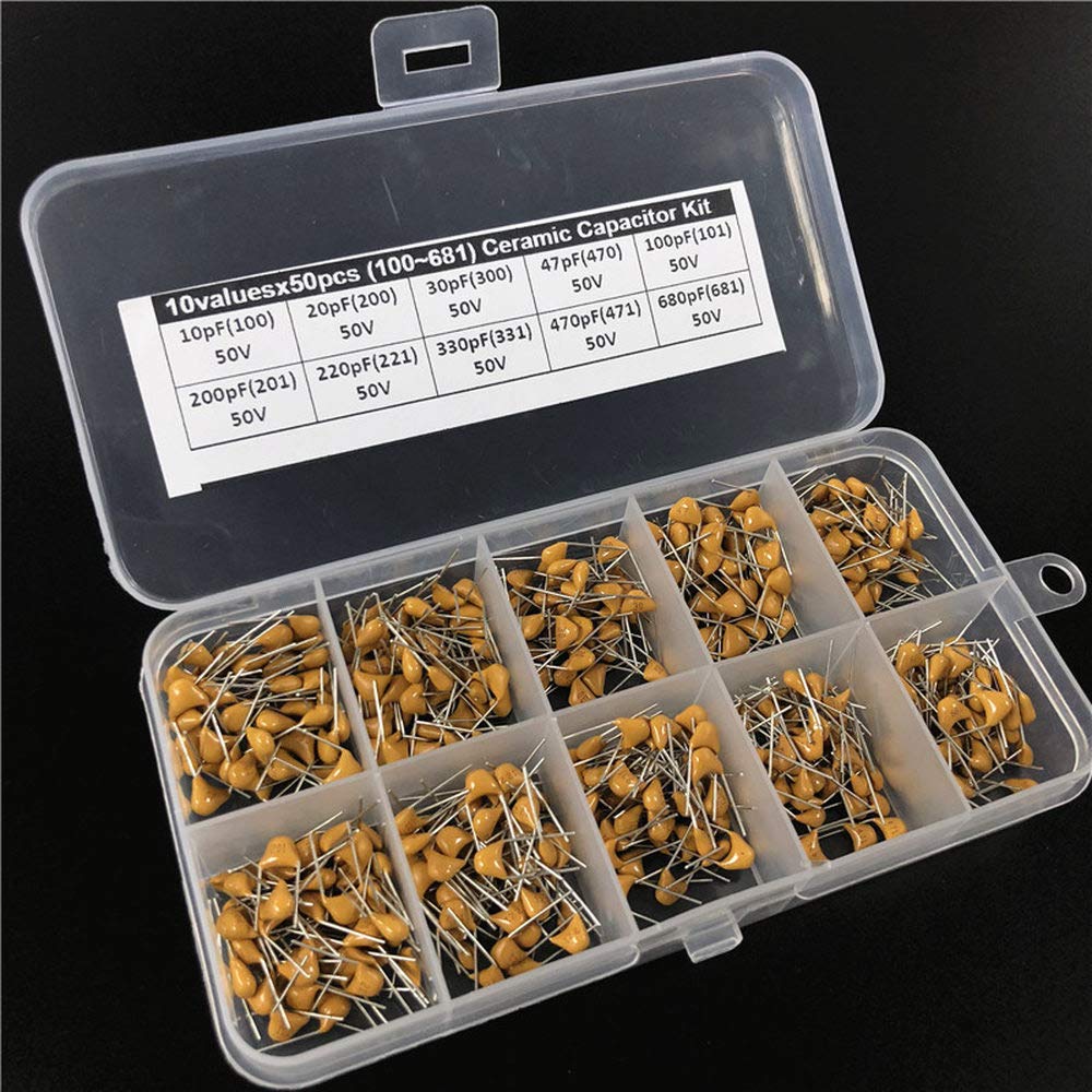 1500pcs 30Valuesx50 10pF~10uF (100~106) Multilayer/Monolithic Ceramic Capacitor Assorted kit with 3 Storage Box