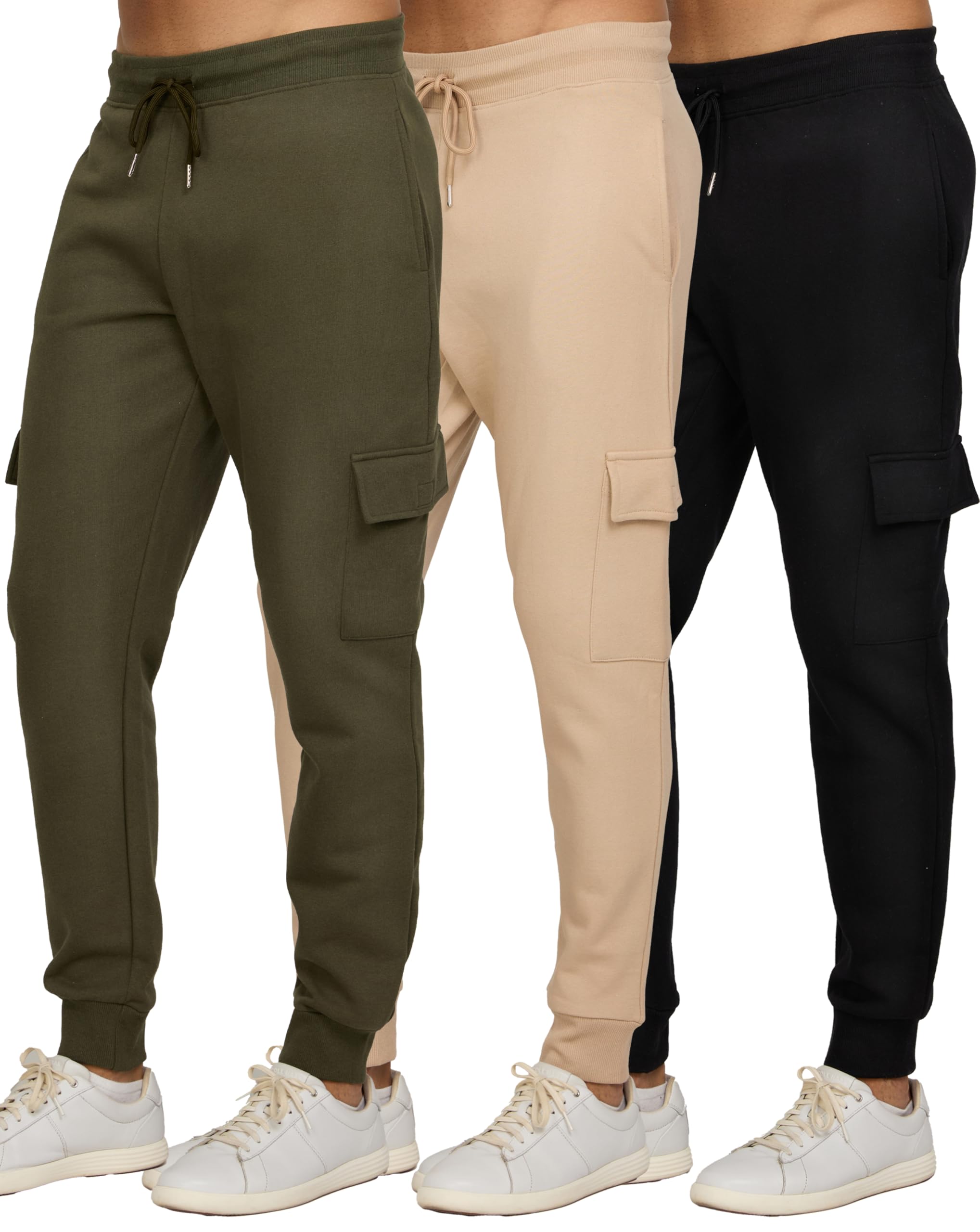 PURE CHAMP Mens Sweatpants 3 Pack Fleece Active Athletic Workout Jogger Sweatpants for Men with Zipper Pocket Size