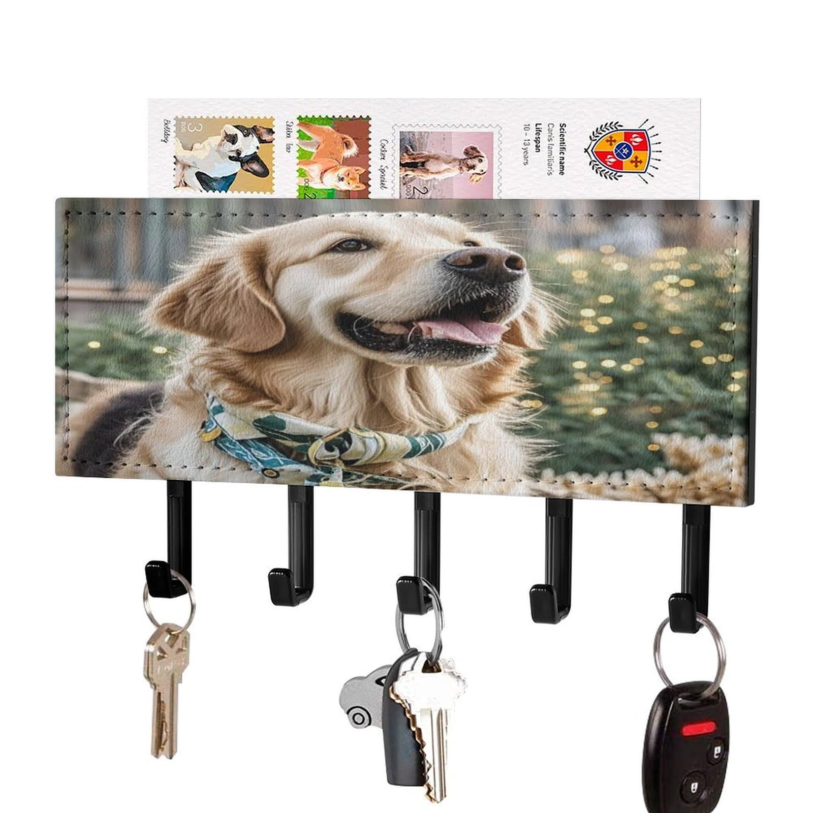 Organizador de correo Golden Retriever para colgar llaves en el recibidor de casa
