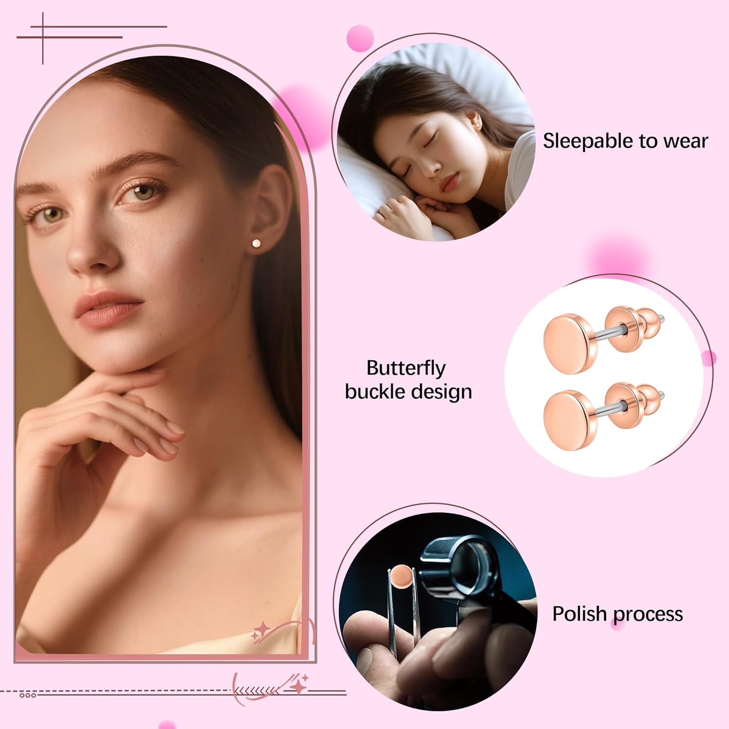 LimerenciaTitanium Stud Earrings,F136 Implant Grade Pure Titanium Studs 3mm/4mm for Hypoallergenic for Women Men Sensitive Ears - Image 7