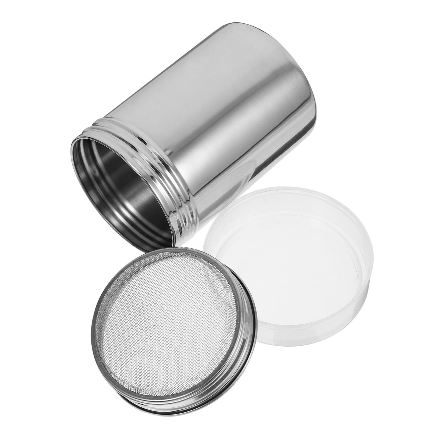 KICHOUSE Powdered Sugar Shaker Duster Lid Fine Mesh Cocoa Flour Shaker Stainless Steel Dusting Tube for Coffee Toppings