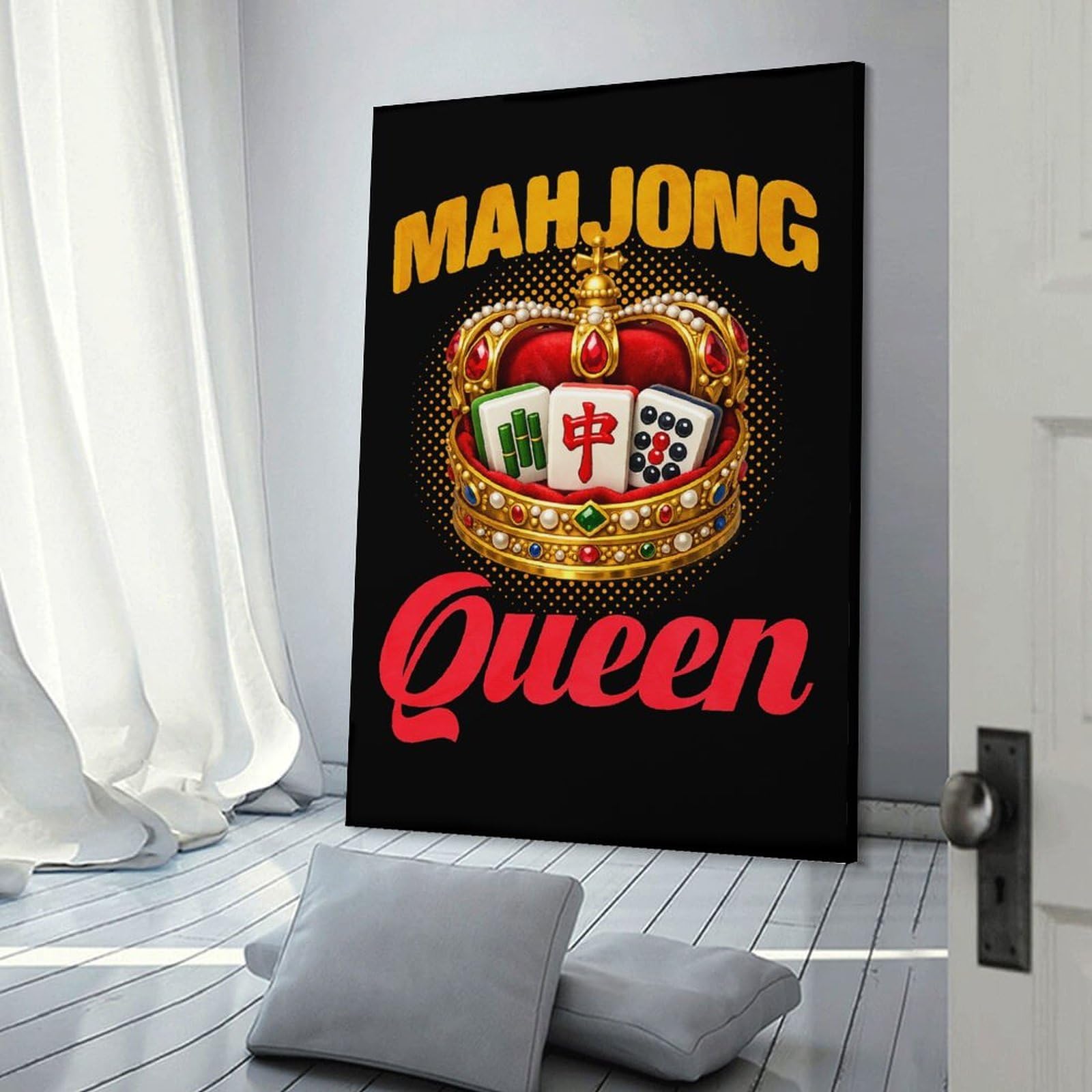 Junmoney Frame-Style-7 Mahjong Queen Crown Decorative Wall Artwork, 24X36inch(60X90cm), For Corridors, Hallways Or Apartment Entries, Home Artwork For First Impressions