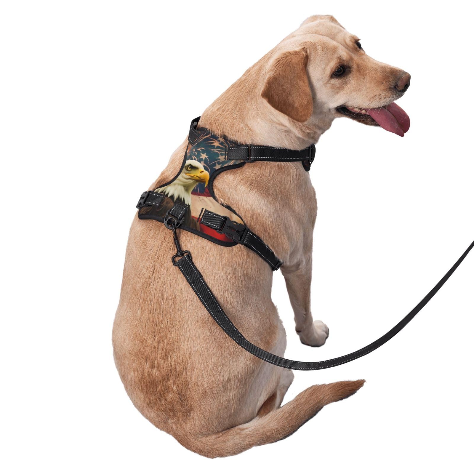 Arnés para perros pequeños con correa sin tirones, 2 clips de correa, ajustable, suave, bandera estadounidense, bombero, hacha cruzada, juego de chaleco para perro, tamaño pequeño