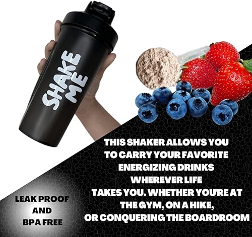 Miniatura 6 de Botella de proteína con palabras de motivación 203fl oz libre de BPA azul