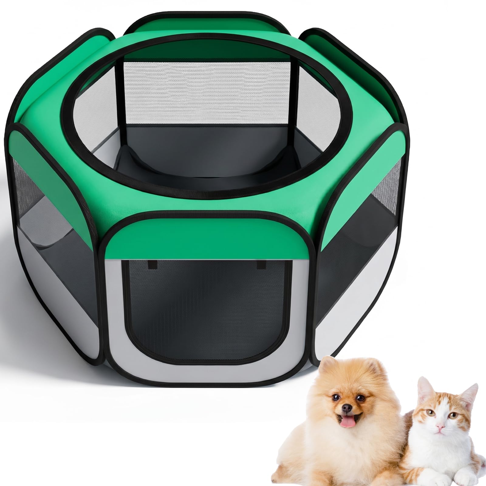 Pet Playpen, Soft-Sided Dog Play Pen, Puppy Playpen for Indoors – Pop Up, Foldable & Breathable Mesh, 85x85x58cm, Compact Storage, for Dogs, Cats, Kittens (Teal)