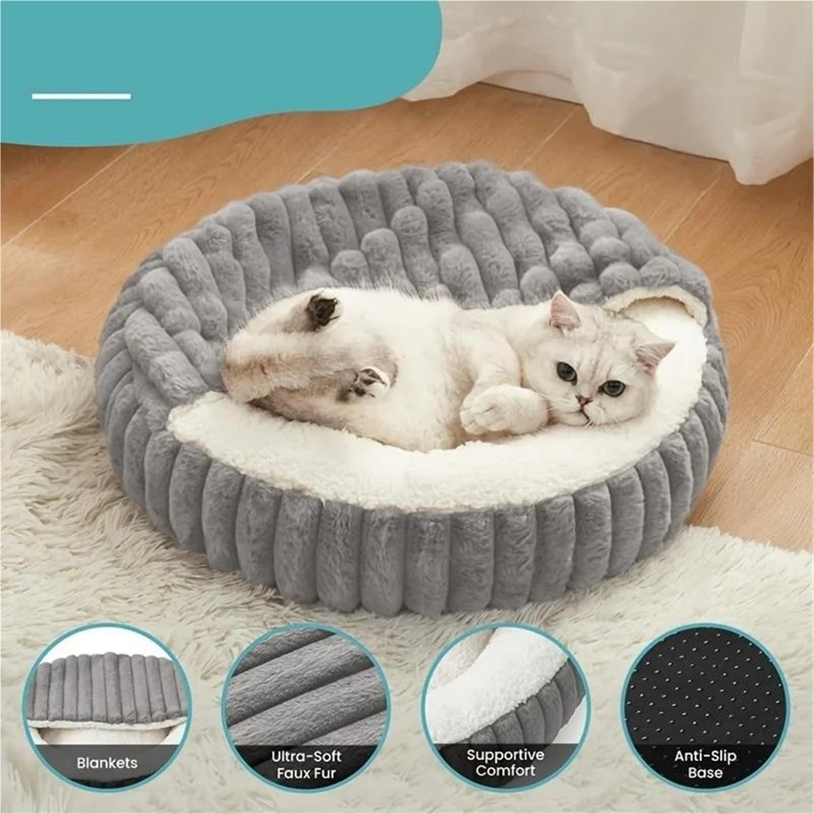 Cuccia Ciambella Cani Caldo lettino rotondo con cappuccio