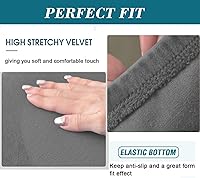 Vista 4 de HFCNMY Funda otomana rectangular, de terciopelo elástico, fundas otomanas rectangulares gruesas, fundas rectangulares para otomanas, funda