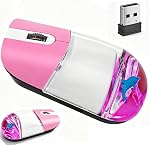 Wireless Mouse Cute Blue Aqua Water Mice Aesthetic Clear Silent Optical Portable Lightweight Retro Mice for PC Laptop Computer MacBook Kids Girl Women Gift with Liquid Water & Floater Clownfish