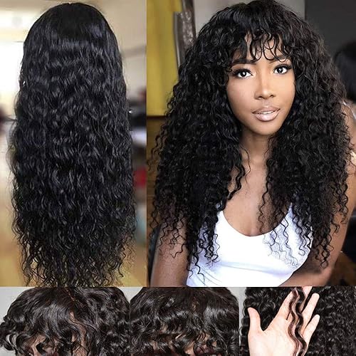 Miniatura 2 de Peluca de pelo humano virgen, brasileño para mujeres negras. Partición media, densidad del 150% rizado profundo, previamente despuntadas, con pelo