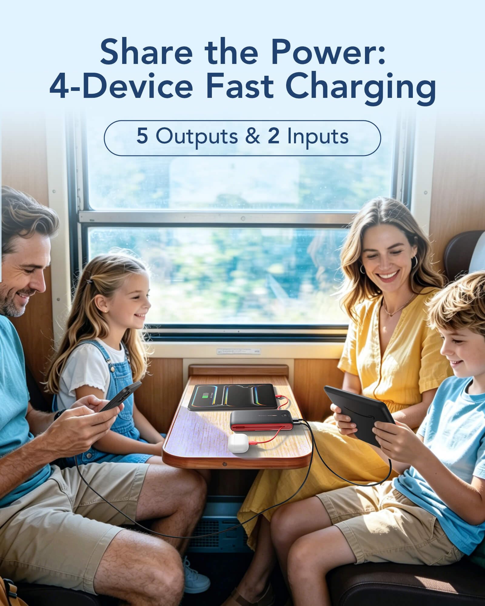 VEEKTOMX 10000mAh Portable Charger with Built-in Cables & Wall Plug view 6