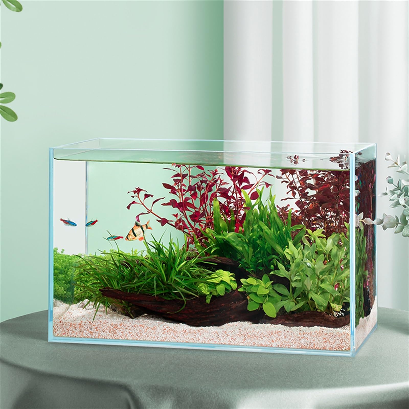 Acquario Acquario for pesci Acquario ecologico in vetro trasparente Acquario for pesci Acquario quadrato Acquario da tavolo Acquario di medie dimensioni Acquario per pesci rossi (Size : D)