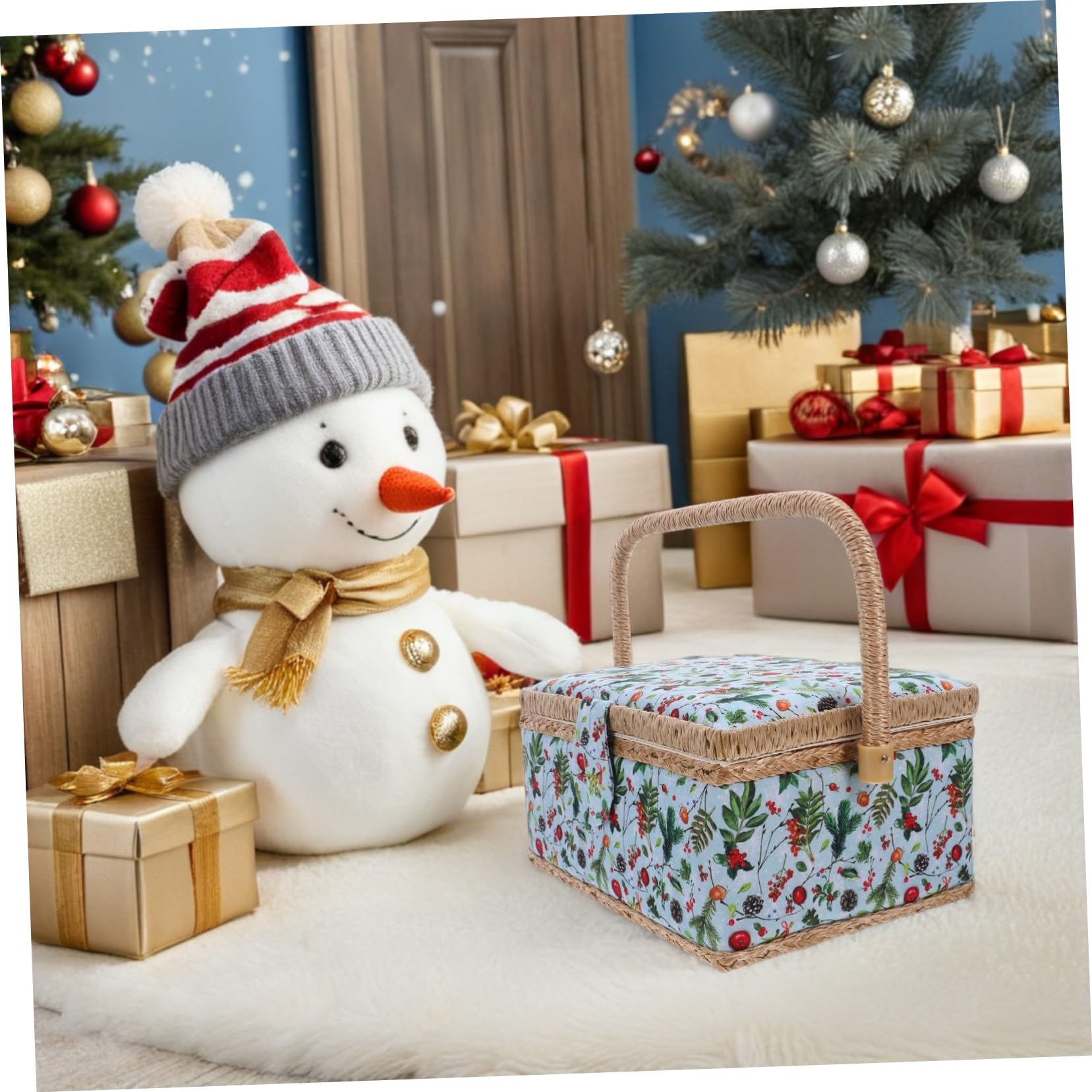 Organizador para Costura con Gran Capacidad y Asa Portátil Cesta de Almacenamiento para Suministros de Bordado y Accesorios Caja para Manualidades para Principiantes y Aficionados