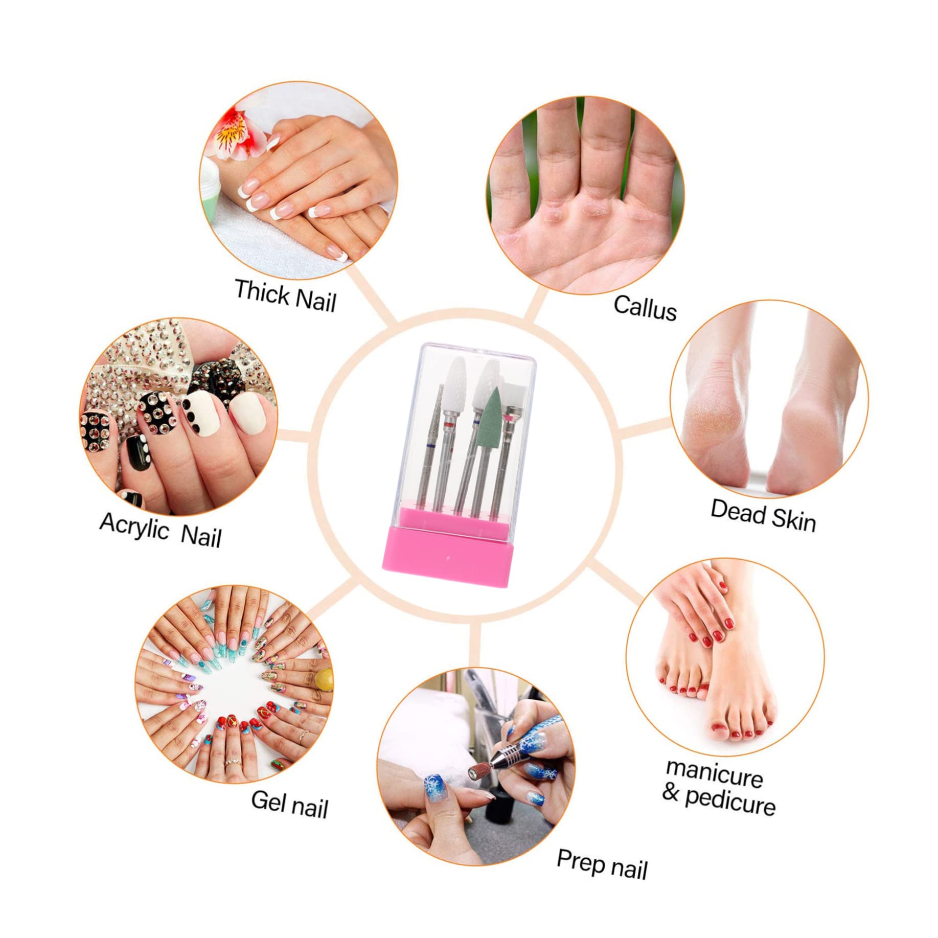 14 Pz Lucidatore Per Unghie Teste Di Trapano Per Chiodi Punta Per Lucidare in Gomma Punta Tampone Per Trapano Per Unghie Abito Lega Diamante Ruotare Strumenti Per Manicure