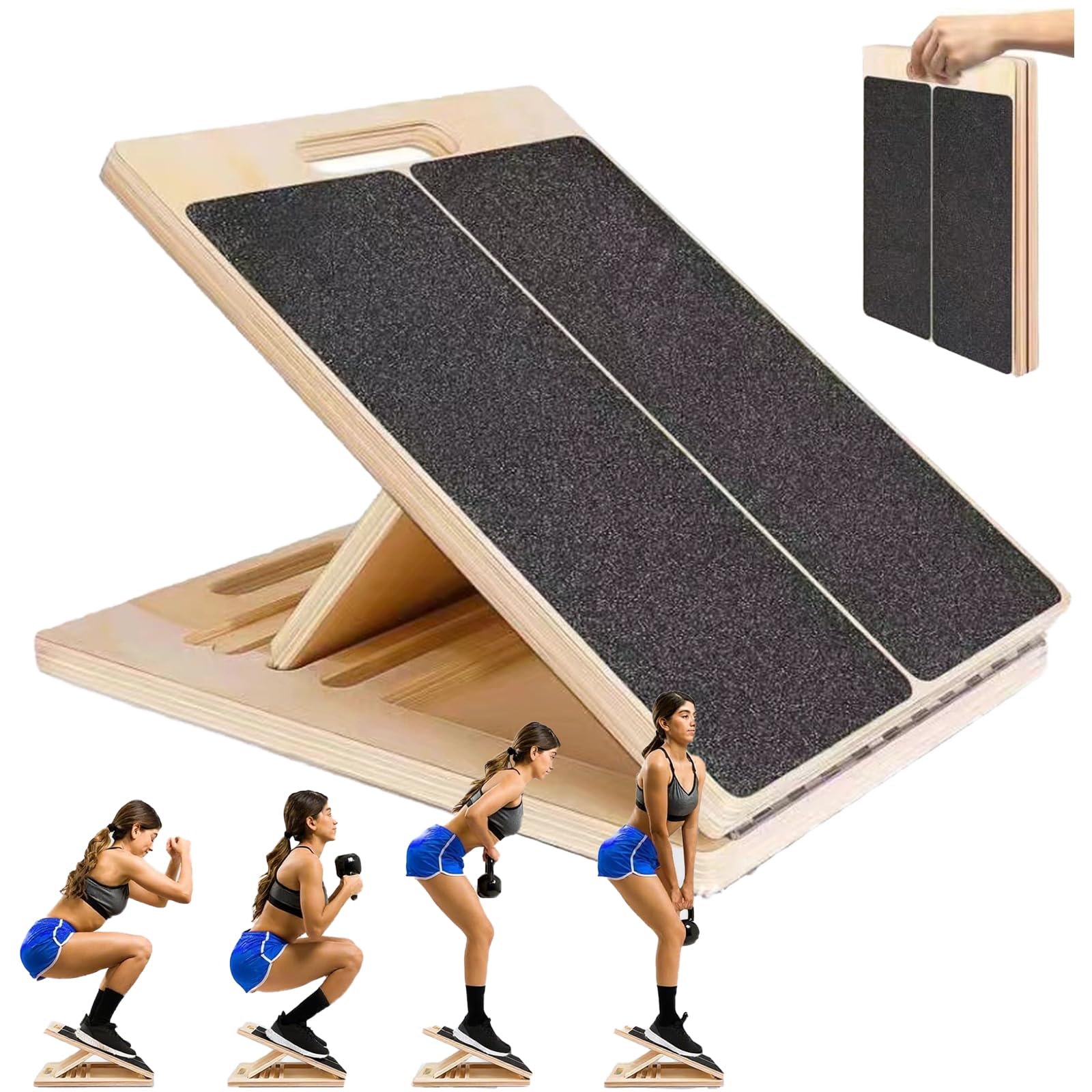 W&H Planche Inclinée Et Planche D'équilibre 2 En 1 Pour Adultes, Planche Inclinée Réglable Et étirement Des Mollets, Planche Inclinée Pour Les Genoux, Les Mollets Et Les Chevilles