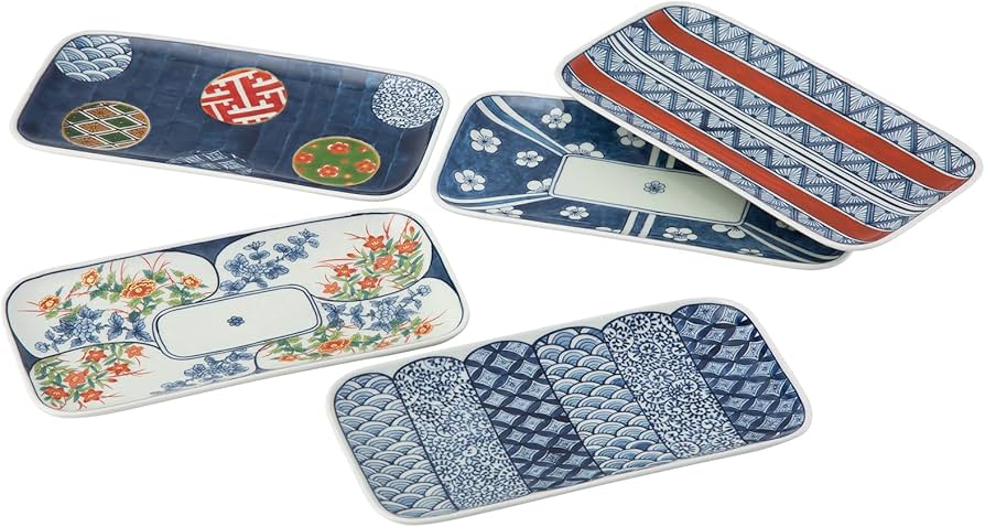 アンティーク 染錦 花紋 長皿 8客 MO70720 アンティーク 染錦 花紋 長