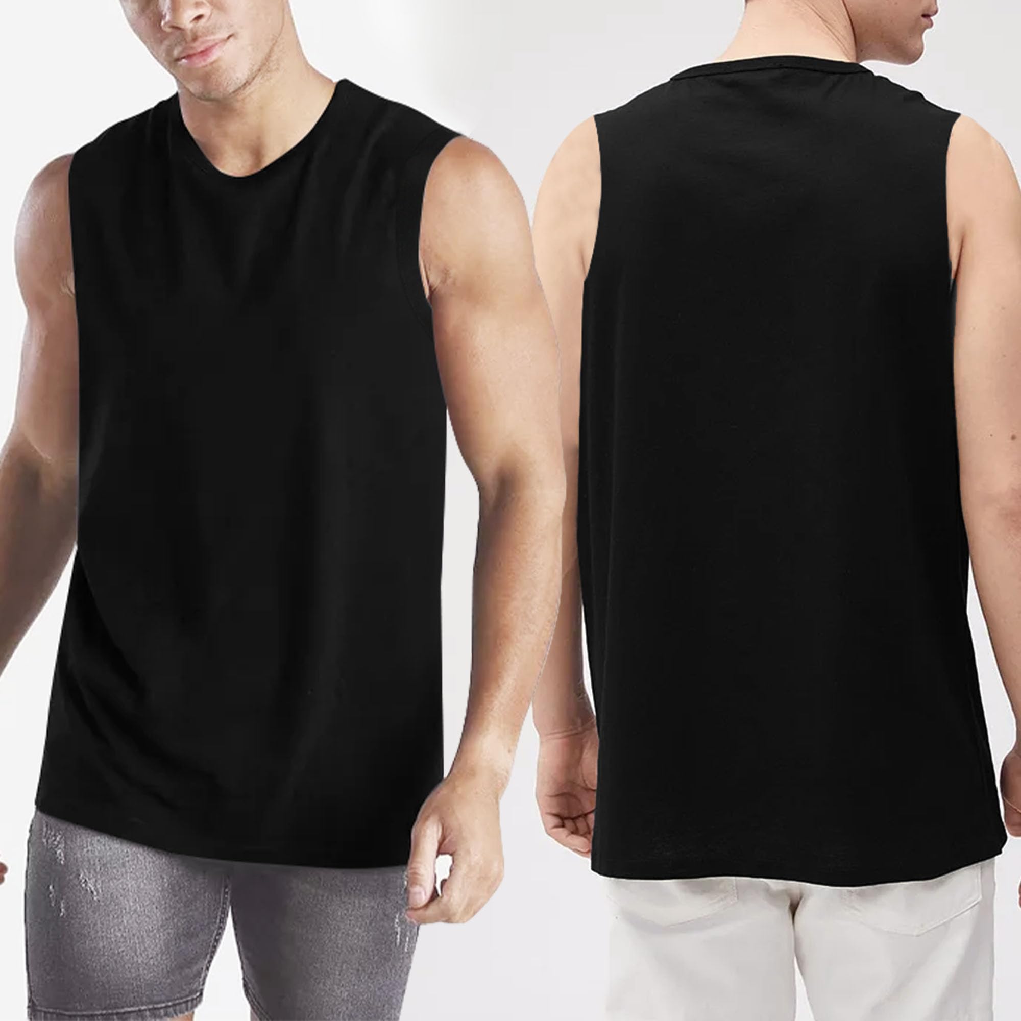LiKing Pacco da 3/6 Canotta Uomo,100% Cotone,Tank Top Sportive Allenamento Canotte Elasticizzato Stringer Vest,Senza Maniche,con Scollo Rotondo,Casual Canotte estive Smanicato Uomo
