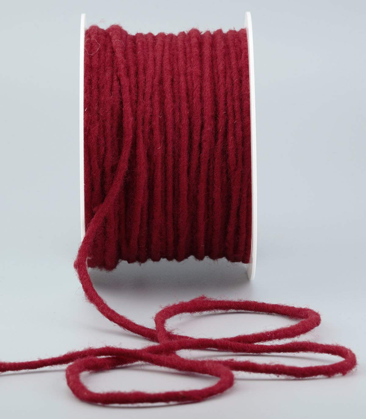 finemark 80 m x 3-4 mm Woolen Cord Bordeaux Dark Red 100% Natural Wool Ribbon Decorative String Gift Craft