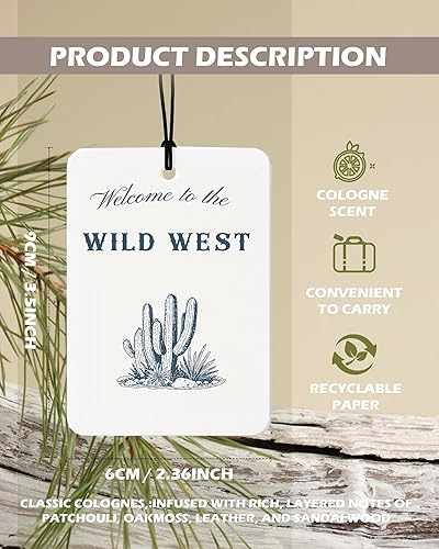 Miniatura 2 de Ambientador de coche de Colonia occidental azul marino, 4 piezas, retro vaquero, equitación, cactus, ambientador colgante para autos, baño,