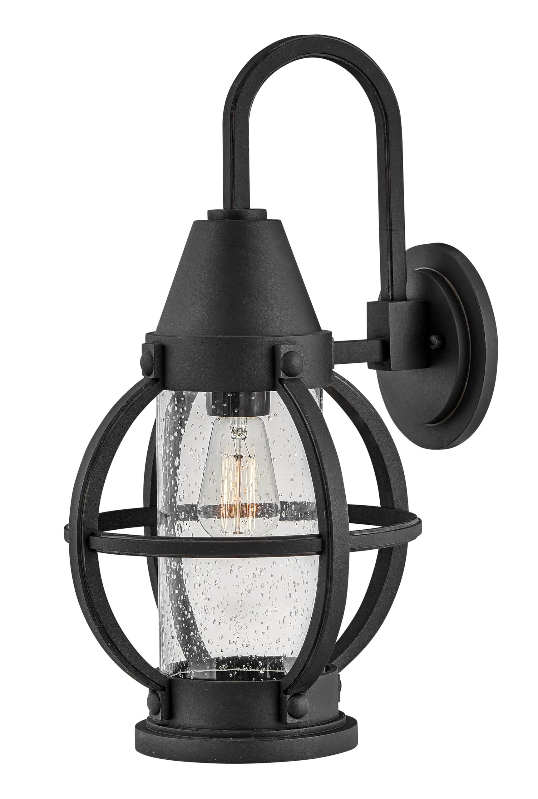 Hinkley Chatham Medium Wall Mount Outdoor Lantern - Composite, Clear Seedy Glass, Anti-Fading Finish - Museum Black Finish