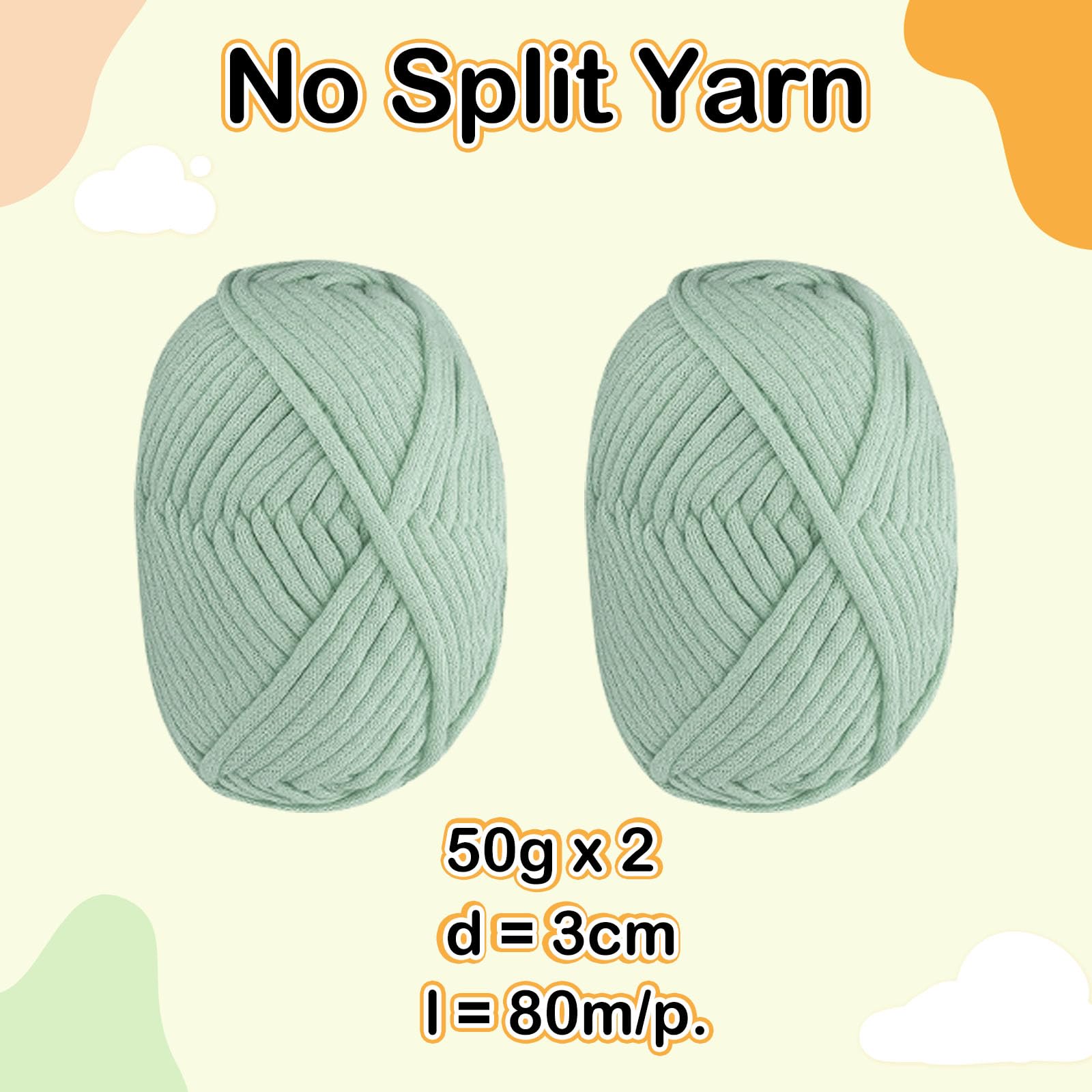 Renyiz Chunky Yarn for Crochet 2x50g Soft Thick Wool for Beginners and Amigurumi Projects Easy Crochet Starter Kit Light Green Yarn - Image 2