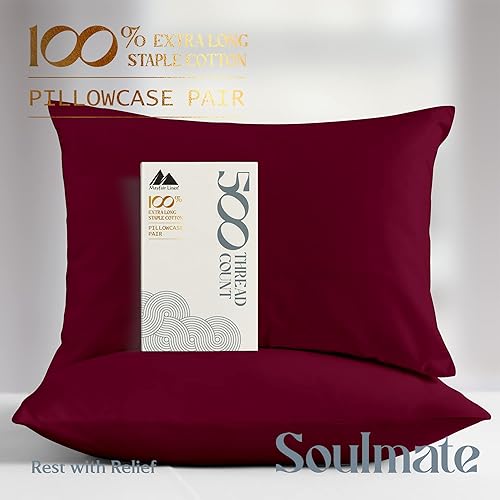 Miniatura 18 de Mayfair Linen 100% Cotton King Size Pillow Cases Set of 2-500 Thread Count Pillow Cases King Size Set of 2 (Dark Grey), Luxuriously Soft Hotel