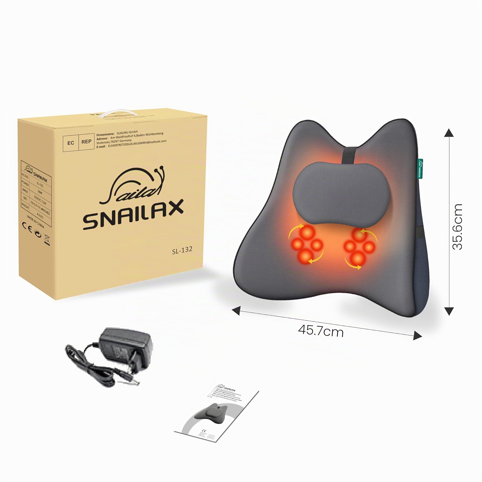 Snailax Shiatsu Masajeador Cervical y Espalda, 4D amasado cojin masajeador para el cuello espalda hombro, Masajeador cervical, Masajeador de espalda, regalos para mamá papá mujeres
