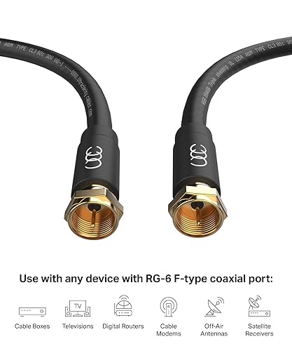 Miniatura 2 de Ultra Clarity Cables Cable coaxial de 15 pies (paquete de 3)  Cable coaxial RG6 de triple blindaje para TV en la pared, conectores chapados en oro,
