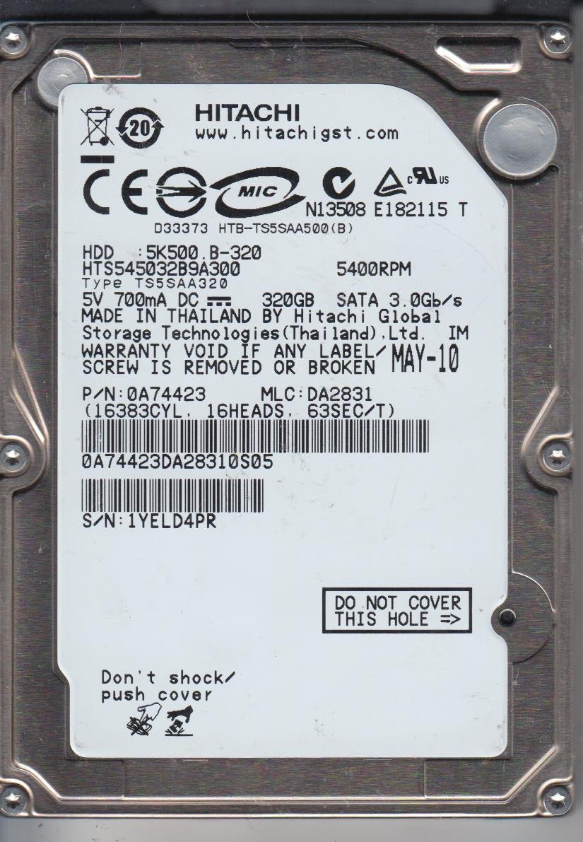 内蔵型ハードディスクドライブ HITACHI HTS545032B9A302 320GB HDD Amazon | 純正 OEM HITACHI HTS545032B9A300 0A74423 320GB 2.5インチ
