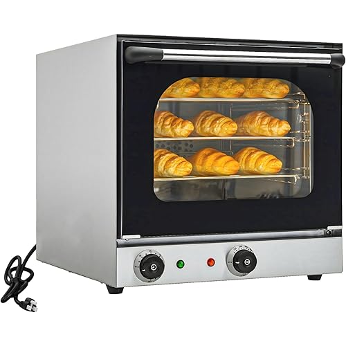 Commercial Covection Oven, 3-Tier Wiring Grids, Half-Size Electric Convection Oven Contertop, 1750W, Stainless Steel Chamber, for Catering, Bakeries, Perfect for Iftar,CSA Certified