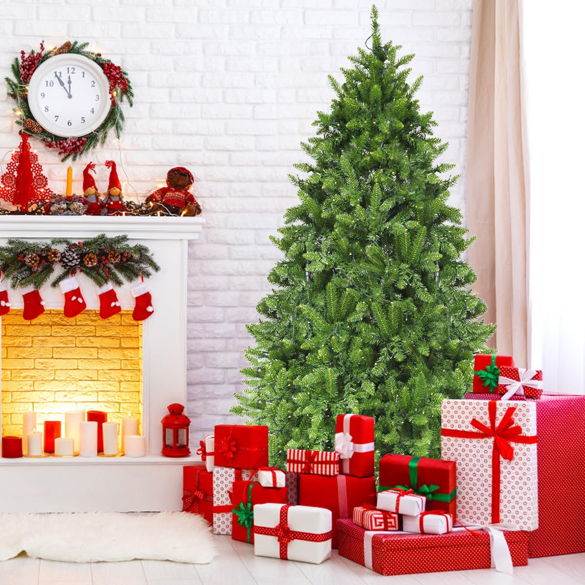 Amazon.com: HAPPYGRILL 6FT Pre-Lit Christmas Tree with 600 LED