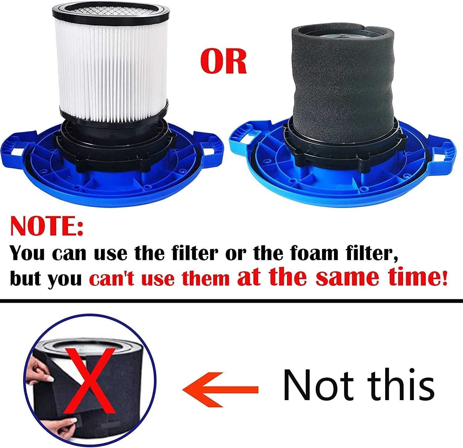 11 PCS Replacement Filter for Shop Vac Filter 90304, 90585 Foam Sleeve Filter, VF2002 Reusable Dry Vac 9010700 Filter, and Retaining Band