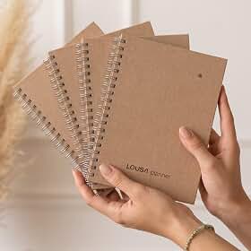 Planner semestral LOUSA | Capa Kraft Resistente, Espiral Metálico, Planejamento Semanal e Diário, Acompanhamento de Hábitos