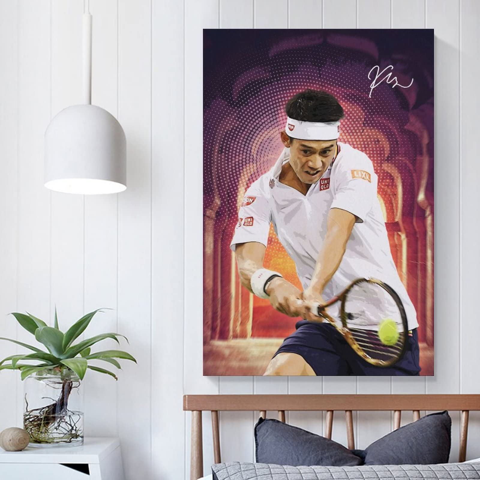 Amazon｜テニスプレーヤー 錦織圭 キャンバスアート ポスター 印刷画