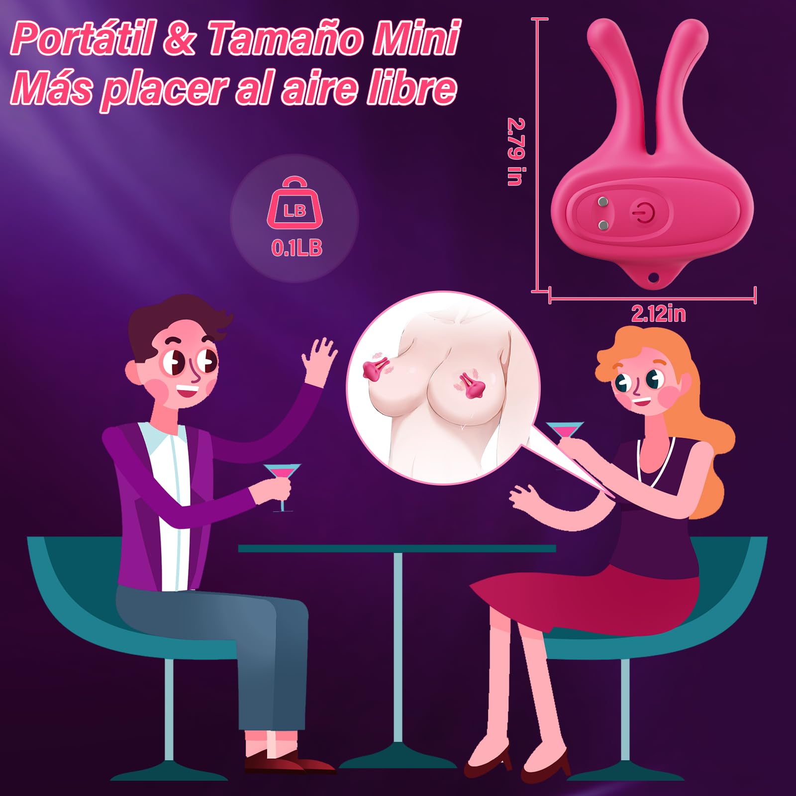 Juguetes sexuales vibratorios para pezones-Vibrador Conejo para mujeres, abrazaderas ajustables para pezones con 9 modos de vibración, vibrador magnético para pezones para BDSM para mujeres y parejas