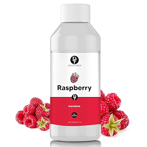 Dolce Foglia Extracto de frambuesa, 8 onzas, soluble en aceite, saborizante multiusos, ideal para hacer dulces, hornear, bálsamo labial y helado,