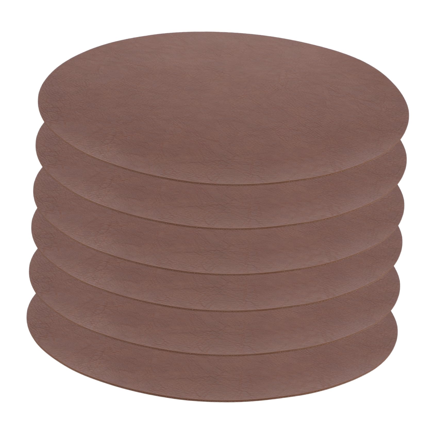 Sets de table pour salle à manger et cuisine en cuir couleur café lot de 6 ronds de 38cm