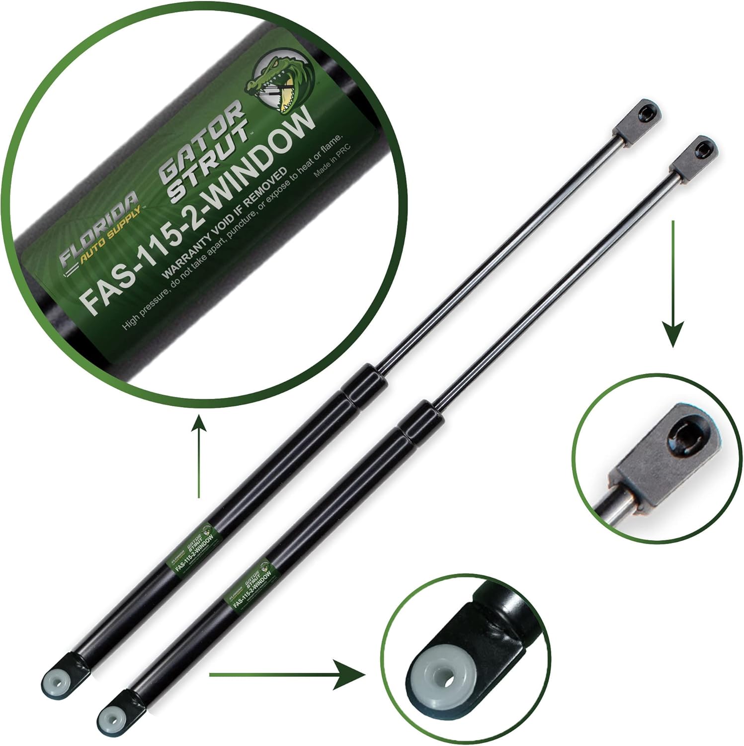 2 Rear Window Glass Lift Supports, Compatible with: 1991-2001 Explorer, *2003 Explorer XLS or XLT 2-Door ONLY, 91-94 Navajo, 97-01 Mountaineer- Gas Spring by Florida Auto: FAS-115-2
