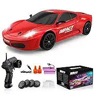 Remote Control Car RC Drift Car 2.4GHz 1:24 Scale 4WD 15KM/H High Speed Model Vehicle with LED Lights Drifting Tire Racing Sport Toy Car for Adults Boys Girls Kids Gift 2Pcs Rechargeable Batteries